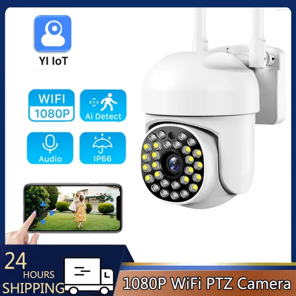 Câmera externa ptz ip 4x com zoom digital, wi-fi, 2mp, segurança doméstica, rastreamento automático, detecção humana, cctv, vigilância por vídeo