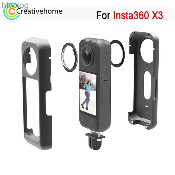 Videocamere per azioni sportive PULUZ Gabbia per fotocamera in lega di alluminio per Insta360 X3 Custodia per telaio di aggiornamento per fotocamera sportiva con copriobiettivo adesivo interno YQ240129