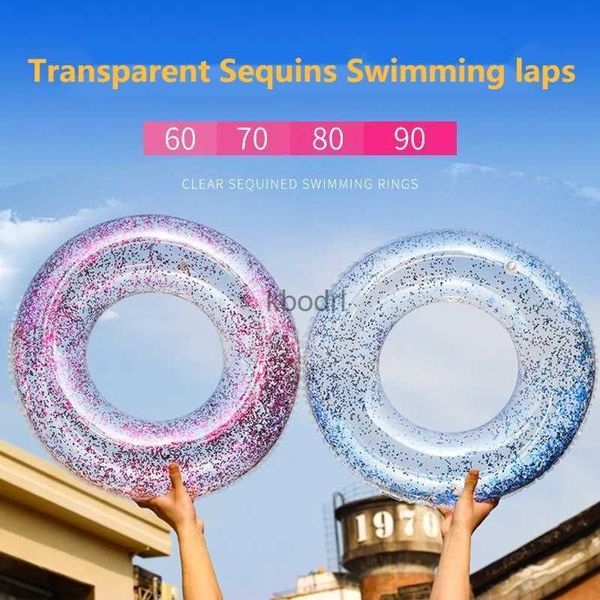 Altre piscine SpasHG Trasparente Glitter Piscina Galleggiante Anello per il nuoto Adulti Bambini Piscina gonfiabile Tubo Ragazzo Ragazza Divertimento in acqua Accessorio Nuotare YQ240129