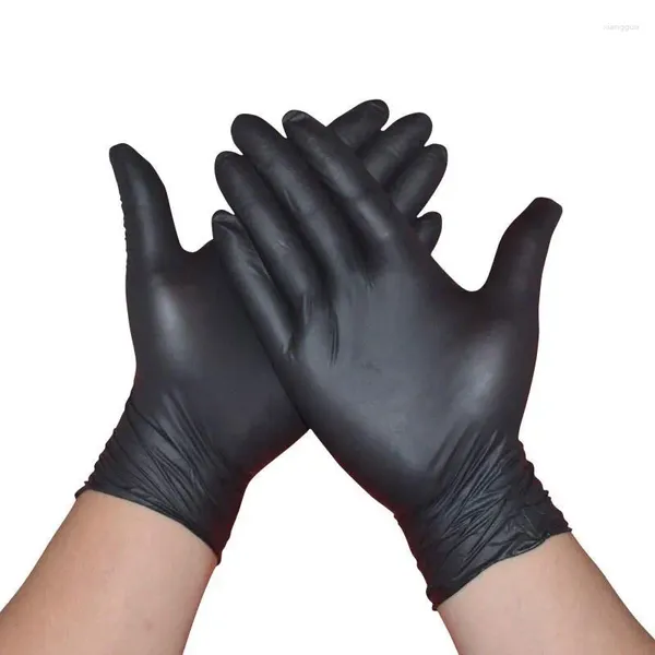 Tek kullanımlık eldivenler 10 adet ev temizliği için siyah nitril güvenlik bahçeciliği dayanıklı çalışma dövme tozu ücretsiz