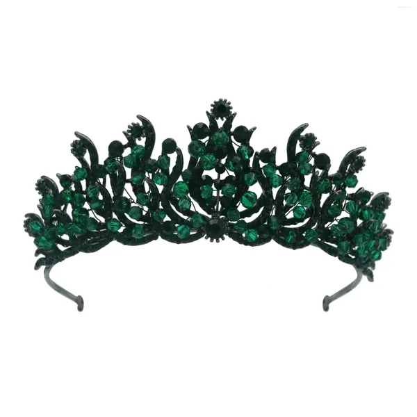 Fermagli per capelli Diademi da sposa vintage in cristallo rosso Corone per donne Strass verdi Spettacolo Diadema Velo Tiara Accessori da sposa