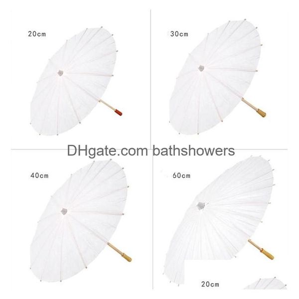 Ombrelloni da sposa classici Ombrello di carta bianca Mini mestiere cinese 4 Diametro 20 30 40 60 cm per consegna di goccia all'ingrosso Dhp6P