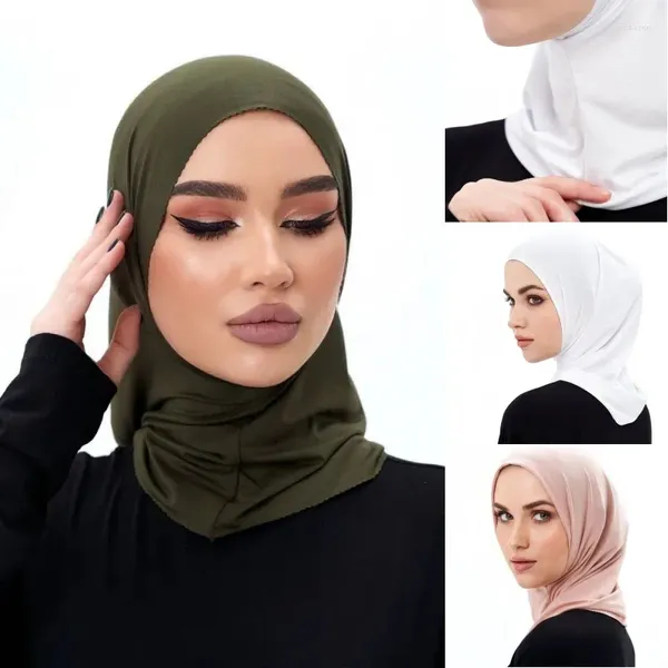 Roupas étnicas islâmicas sob capotas de cachecol de cachecol árabe Cabeças de cabeça femme cor sólida amira muçulmana feminina hijab hijab trecho