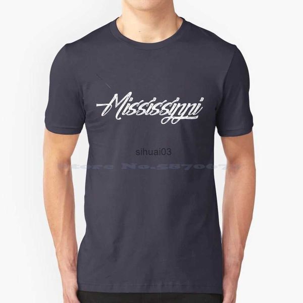 Homens camisetas Mississippi Script Camiseta 100% Algodão Tee College Football Ole Miss Oxford Universidade de Mississippi Feito Sec