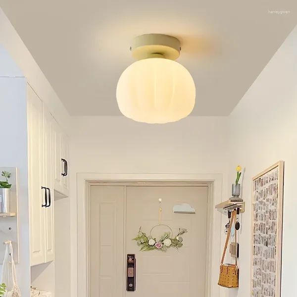 Luzes de teto pequeno estilo fresco abóbora lâmpada quarto corredor varanda estudo iluminação g9 abajur plástico placa ferro decoração para casa