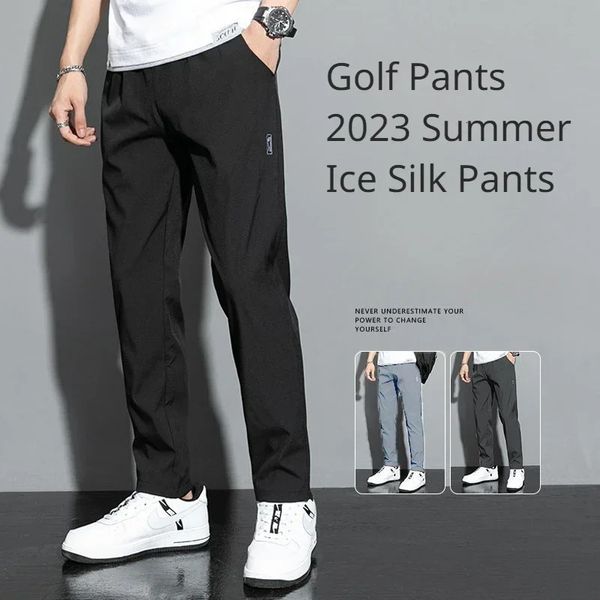 Golf pantolon Pocket uzun pantolon yaz ince buz ipek pantolon düz hızlı kuru pantolon nefes alabilen streç eşofmanlar 240119