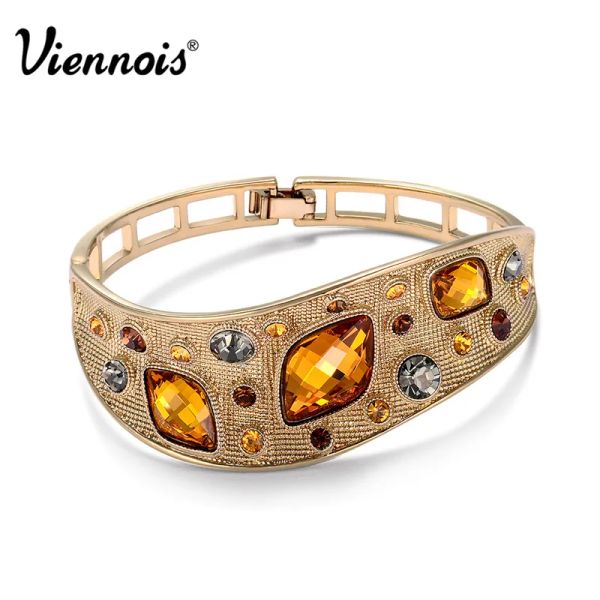 Armreif Viennois Armreifen für Frauen Indische österreichische Kristall-Strass-Armbänder Dubai Gold Hochzeit Brautschmuck Modegeschenk