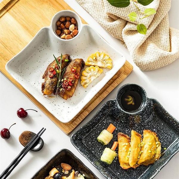 Geschirr Teller Japanische kreative Knödelplatte Keramik mit kleinem Teller Frühstück Western Home Restaurant Tableware236z
