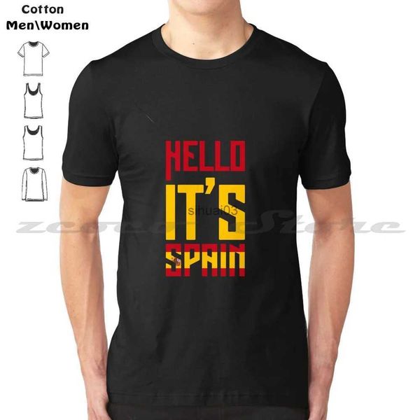 T-shirt da uomo Spagna T-shirt-Calcio-T-shirt da calcio 100% cotone Comodo calcio di alta qualità Coppa Partita Partita Erba Verde Bandiera Spagna
