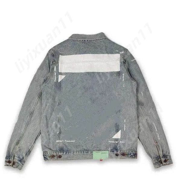 Off Denim Jacke Designer Herren Jacken Vintage Washed Canvas Jacke Revers Cardigan Offs Whitees Jacke Slim Painted Patch OFFS Weiße Bomberjacke 3610