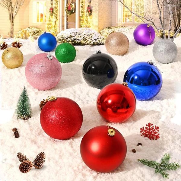 Decoração de festa 15cm grande bola de natal decorações 2024 glitter verde vermelho enfeites de árvore de natal ano de casamento decoração de teto de escritório em casa