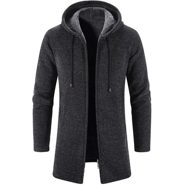 Мужская зимняя куртка Теплая однотонная мужская куртка с капюшоном и пальто Верхняя одежда Ветровка Мужская длинная парка Пальто Плюс размер Черный Серый 4XL 240124