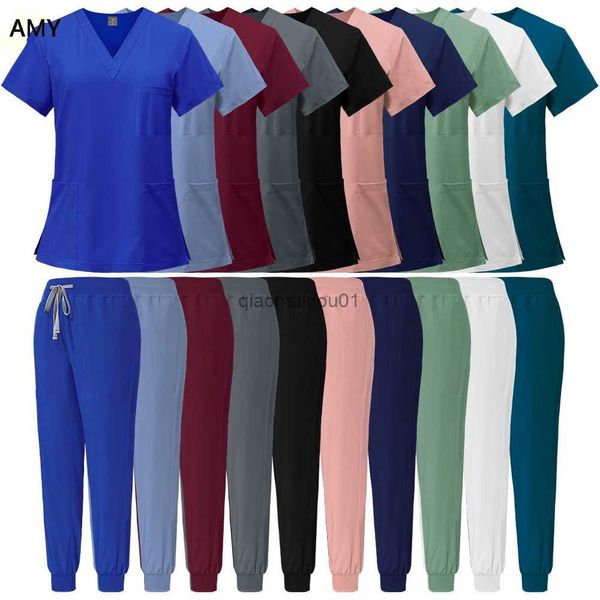 Outros vestuário Slim Fit Medical Scrubs Uniforme Mulheres Scrub Define Acessórios de Enfermagem Hospital Cirurgia Vestidos Clínica Dentária Salão de Beleza Workwear