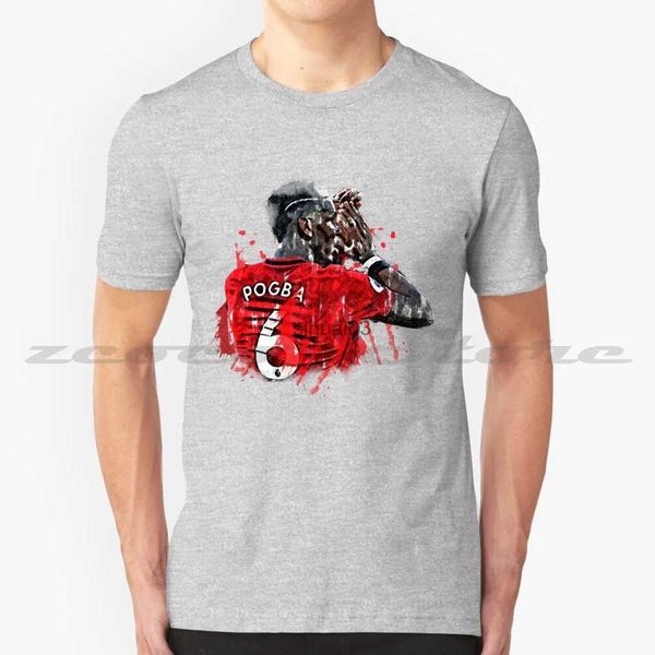 Herren T-Shirts Paul Pogba 6 100 % Baumwolle Männer und Frauen Weiches Mode-T-Shirt Manu Soccer Celebration Fußball Paul Pogba Illustration Paul Pogba