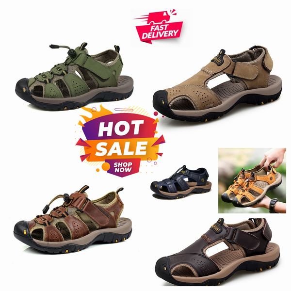 Designe's Neue Sandalen für Herren, Leder, weiche Sohle, Outdoor-Damenschuhe, Freizeit, Strand, bequeme Schuhe, rutschfeste Hausschuhe