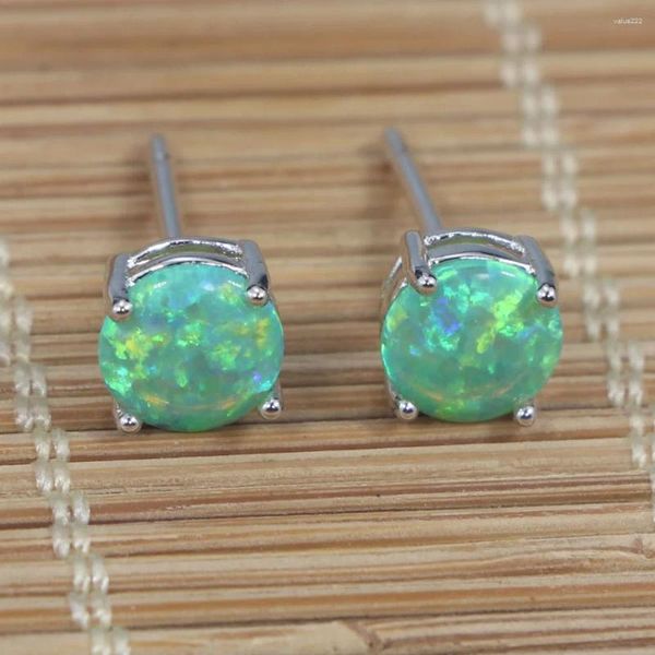 Dangle Küpe RH0066 2024 Yeşil Opal Yuvarlak Kulak Çabası Bayan Jewelry Hediyesi