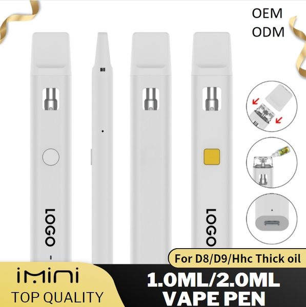 Wharehouse USA di alta qualità USA 1,0 ml 2 ml Penne a vapori usa e getta Dispositivo vuoto Kit a vapori a vapori di vapori di vaporizzatori Visual Serbatoio Visual Serbatoio 510 D8 D10 Attrezzatura a vaporizzazione olio Atomizzatore Riscaldamento Penna