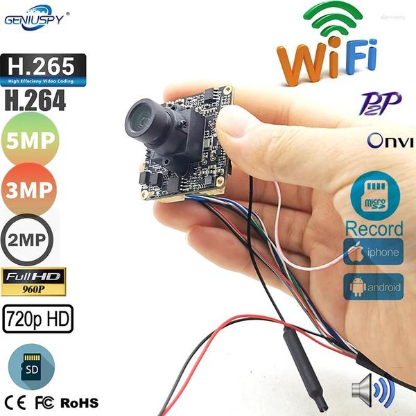 DIY Ev Güvenliği 5MP 2MP H.265 HD ONVIF P2P BOYUTLU 38mm Ses Geniş Açılı WiFi IP Kamera Modülü TF Kart Yuvası Camhi Camhipro