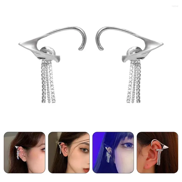 Brincos traseiros com borla de fada, clipe de orelha decorativo, sem piercing, punhos, mulheres, meninas, braçadeira confiável, personalidade para