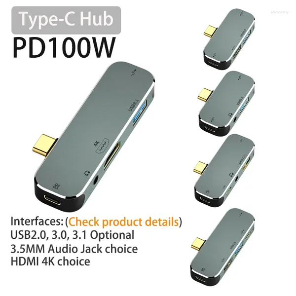 Docking station per splitter hub convertitore adattatore HDMI tipo C a USB tipo C da 3,5 mm alimentato USBC PD per MacBook