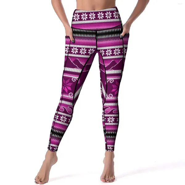 Активные брюки, зимние розовые леггинсы в скандинавском стиле, винтажный дизайн, эластичные леггинсы с эффектом пуш-ап для йоги, женские спортивные колготки для тренировок в тренажерном зале