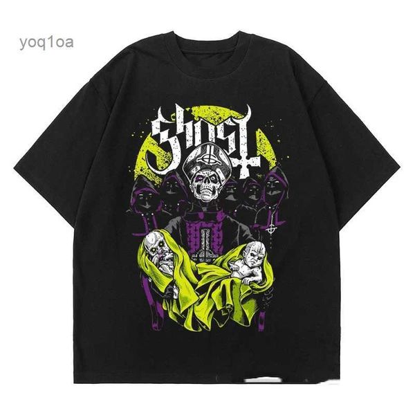 T-shirt da uomo New Ghost Band T-shirt Donna Oversize Fashion Cool London Singer Fans Estate Manica corta Stampa Rock Plain Nero Tees