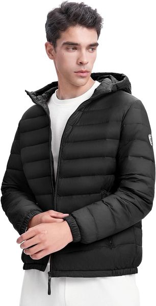 Jaqueta masculina leve BOSIDENG, casaco de inverno com capuz resistente à água embalável para viagens ao ar livre
