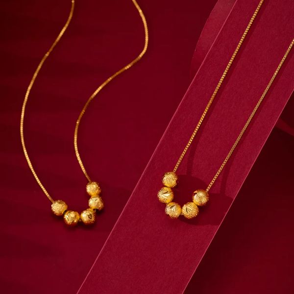 Ожерелья сплошные золотые колье для женщин Золотая фасоль Простые классические украшения для подарков