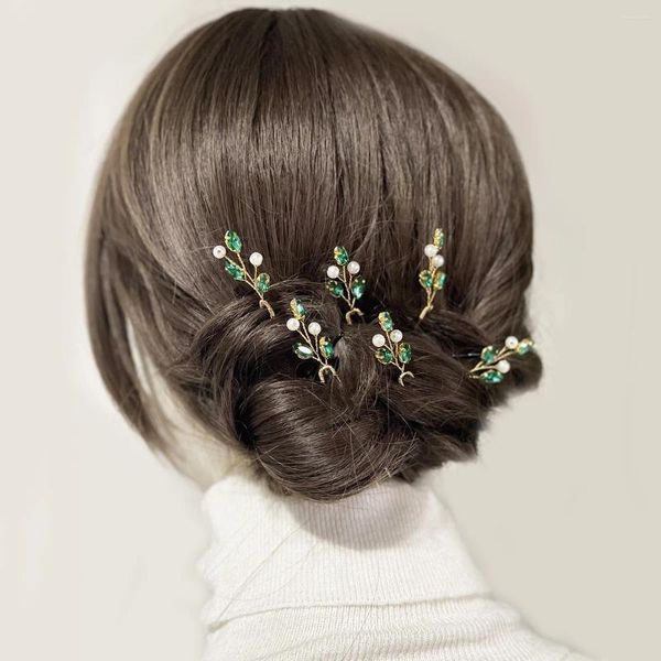Grampos de cabelo 6pcs luxo mulheres aolly pérola cristal hairpin nupcial acessórios de jóias de casamento
