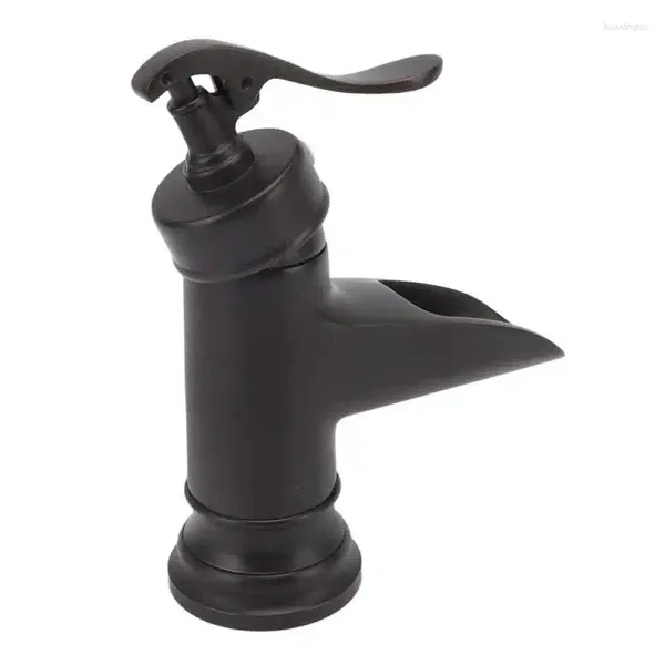 Rubinetti per lavandino del bagno Rubinetto con uscita a cascata Lavabo a foro singolo a prova di perdite nero per WC