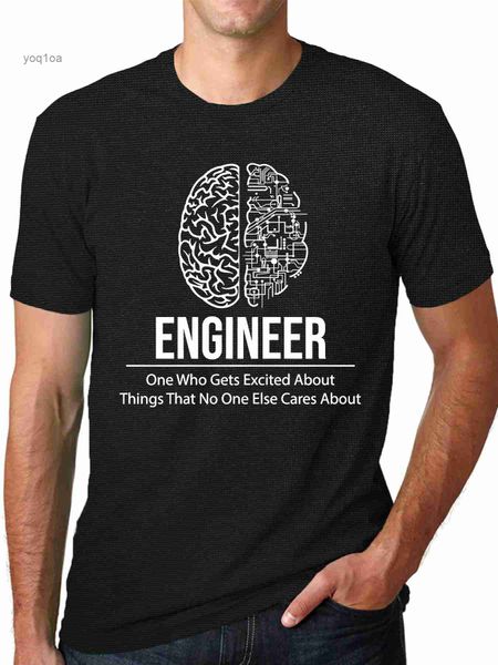 Homens camisetas Engenheiro Cérebro Camisa Engenheiro Elétrico Graduado Presente Tee Engraçado Engenharia Diz T-shirt Geek Pai Camisa Técnico de Computador Tee