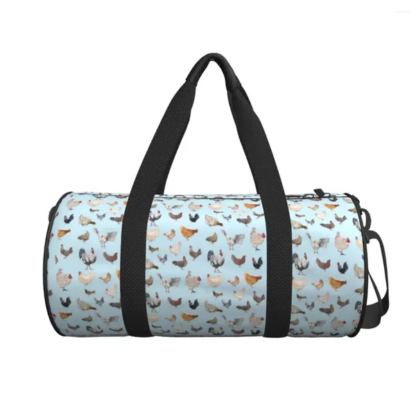 Duffel Bags Frango Feliz Saco de Viagem Fazenda Animal Treinamento Engraçado Esportes Grande Colorido Ginásio Casal Personalizado Fitness Ao Ar Livre