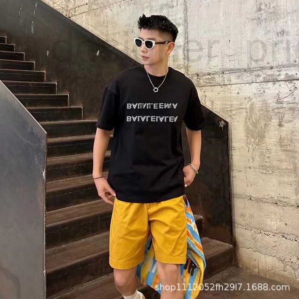 Мужские футболки Дизайнерская футболка с короткими рукавами и горячими бриллиантами с перевернутым зеркалом и буквами с половиной рукавов модного бренда XK62