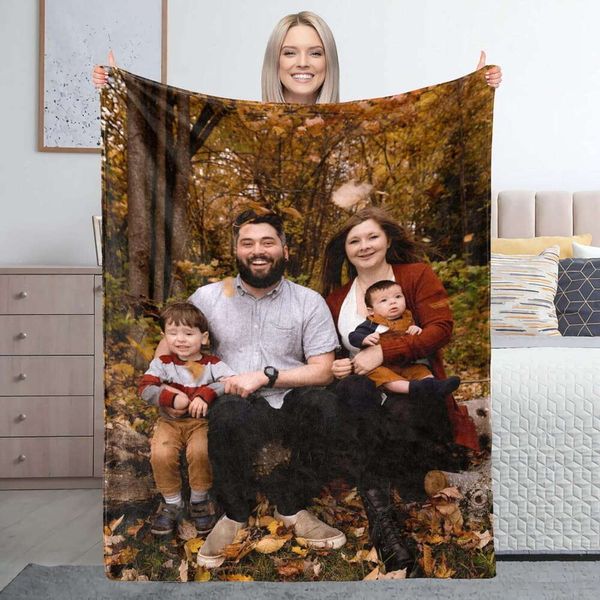 Personalizzato con testo fotografico, regalo personalizzato, flanella, compleanno, Halloween, Natale, foto personalizzata, coperta per mamma, bambino, papà, amici adulti, amanti degli animali domestici