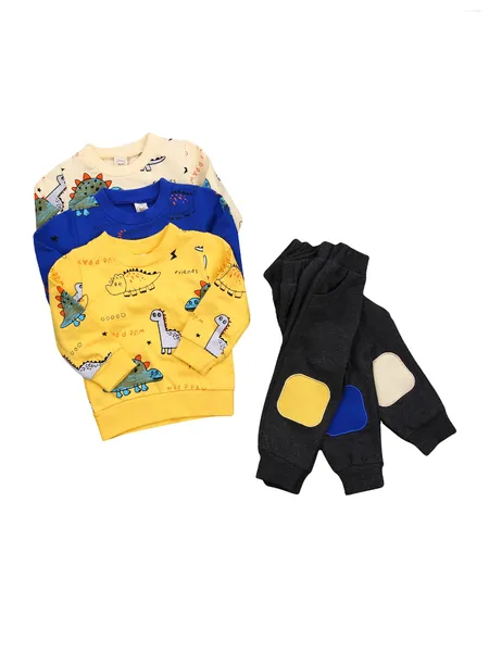 Set di abbigliamento CitgeePrimavera Moda Neonati maschi Maglie a maniche lunghe Pantaloni Stampa dinosauro Elastico in vita Set di cartoni animati autunnali