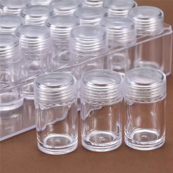 Recipientes de armazenamento de contas de plástico transparente conjunto caixa de acessórios de pintura diamante garrafas transparentes com tampa para diy diamante prego t200104238s