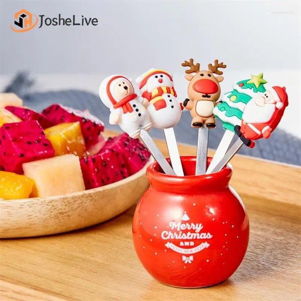 Forchette Albero di Natale Forchetta da frutta in acciaio inossidabile Mini regali creativi Suit Gadget da cucina