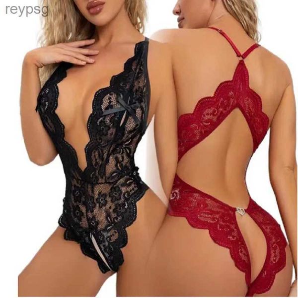 Outras calcinhas novas mulheres sexy roupa interior traje renda lingerie erótica v aberto virilha sutiã transparente conjuntos jovens meninas bodysuit nightwear yq240130