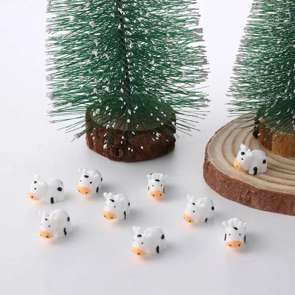 Estatuetas decorativas 10 peças kawaii mini vaca animais casa micro fada jardim miniaturas decoração acessórios diy