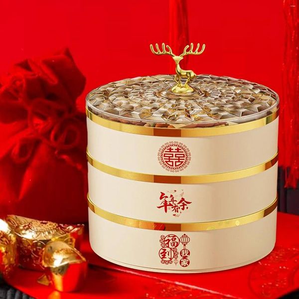Piatti Piatto da snack essiccato con coperchio Contenitore multiuso classificato R Anno Decorazione da tavolo Vassoio da portata cinese