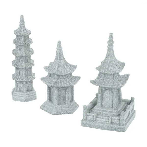 Bahçe Dekorasyonları 3 PCS Simülasyon Peyzaj Mobilyası Makaleleri Fener Diy Bonsai Pavilion Heykel Modeli Mini Dekor Kumtaşı Süsleme