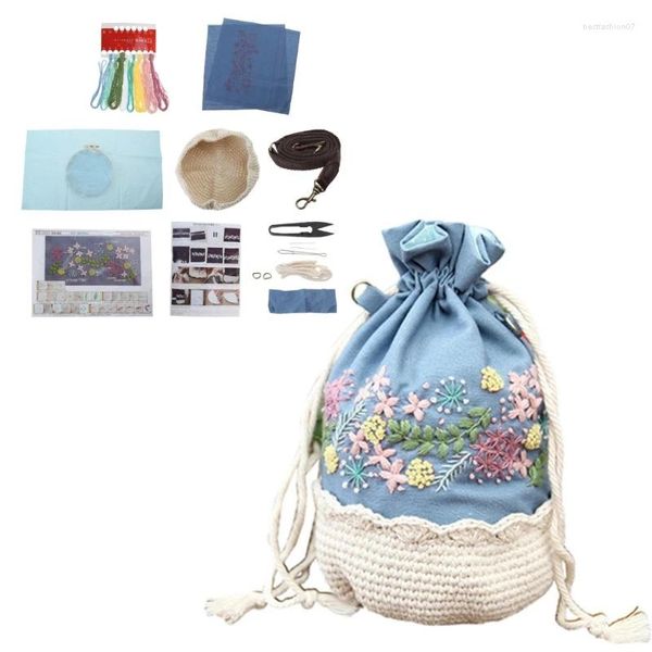 Sacos de compras DIY Bordado Flor Árvore Bolsa Mulheres Bolsa Costura Costura para Ponto Cruz Estilo Chinês Bolsas de Moedas