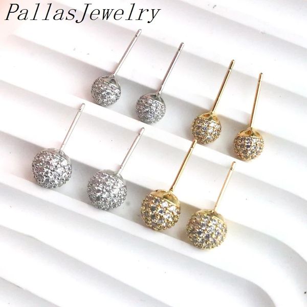 10 paia di arrivo in ottone classico semplice cubic zirconia 6mm 8mm orecchini a sfera rotondi per le donne regalo gioielli 240123