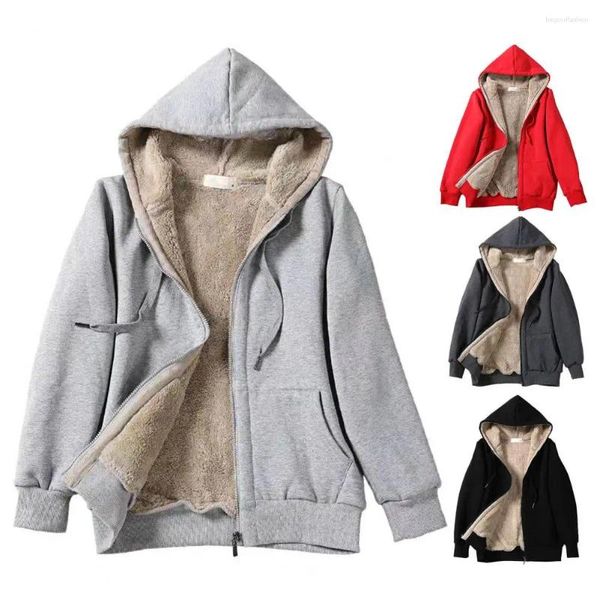 Hoodies femininos primavera outono feminino casaco com capuz solto com nervuras manguito jaqueta na moda forro de pelúcia com zíper moletom outwear para viagens