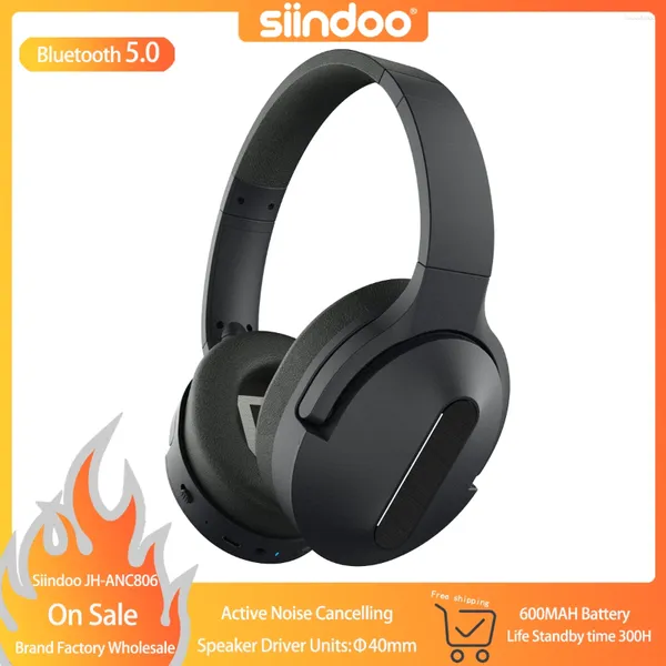 Siindoo ANC806 Cuffia wireless sopra l'orecchio Controllo attivo del rumore Auricolare Bluetooth HIFI Super Bass con microfono 600MAH Batteria 40mm