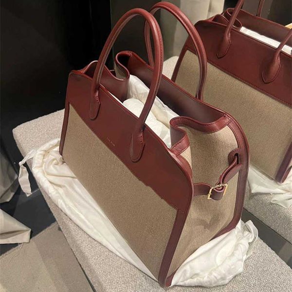 theRow Холщовая сумка-тоут из воловьей кожи, женская роскошная новая сумка Margaux 15 большой вместимости 240115