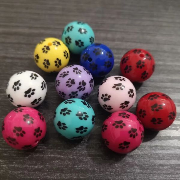 Perline nuove 20 mm 100pcs/lotto stampa solida acrilica piccole zampe perle per la moda design di gioielli pesanti