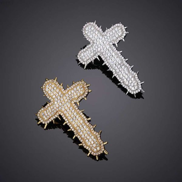 Hip hop moissanite pingente cruz colar masculino ouro cruz pingente 925 prata esterlina moda jóias