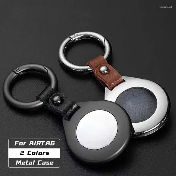 Vestuário para cães Capa de metal de alta qualidade para Apple Airtags Capa protetora localizador rastreador dispositivo anti-arranhões com chaveiro de couro