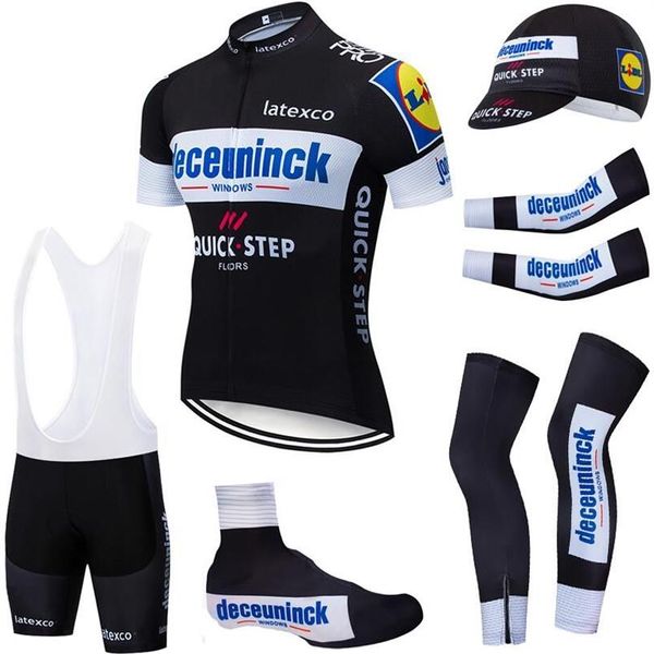 6 pçs conjunto completo equipe preto quickstep camisa de ciclismo 20d bicicleta shorts ropa ciclismo verão secagem rápida pro ciclismo maillot bottoms217q